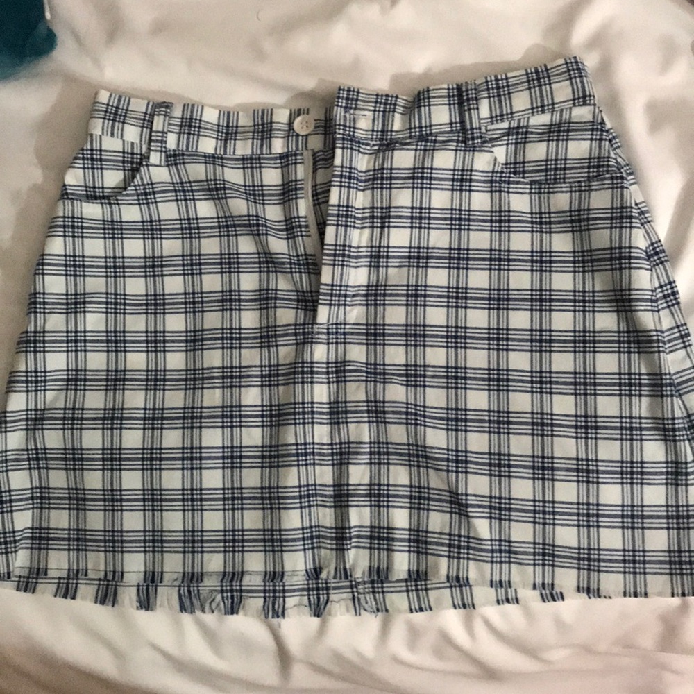 brandy melville white and blue juliette skirt